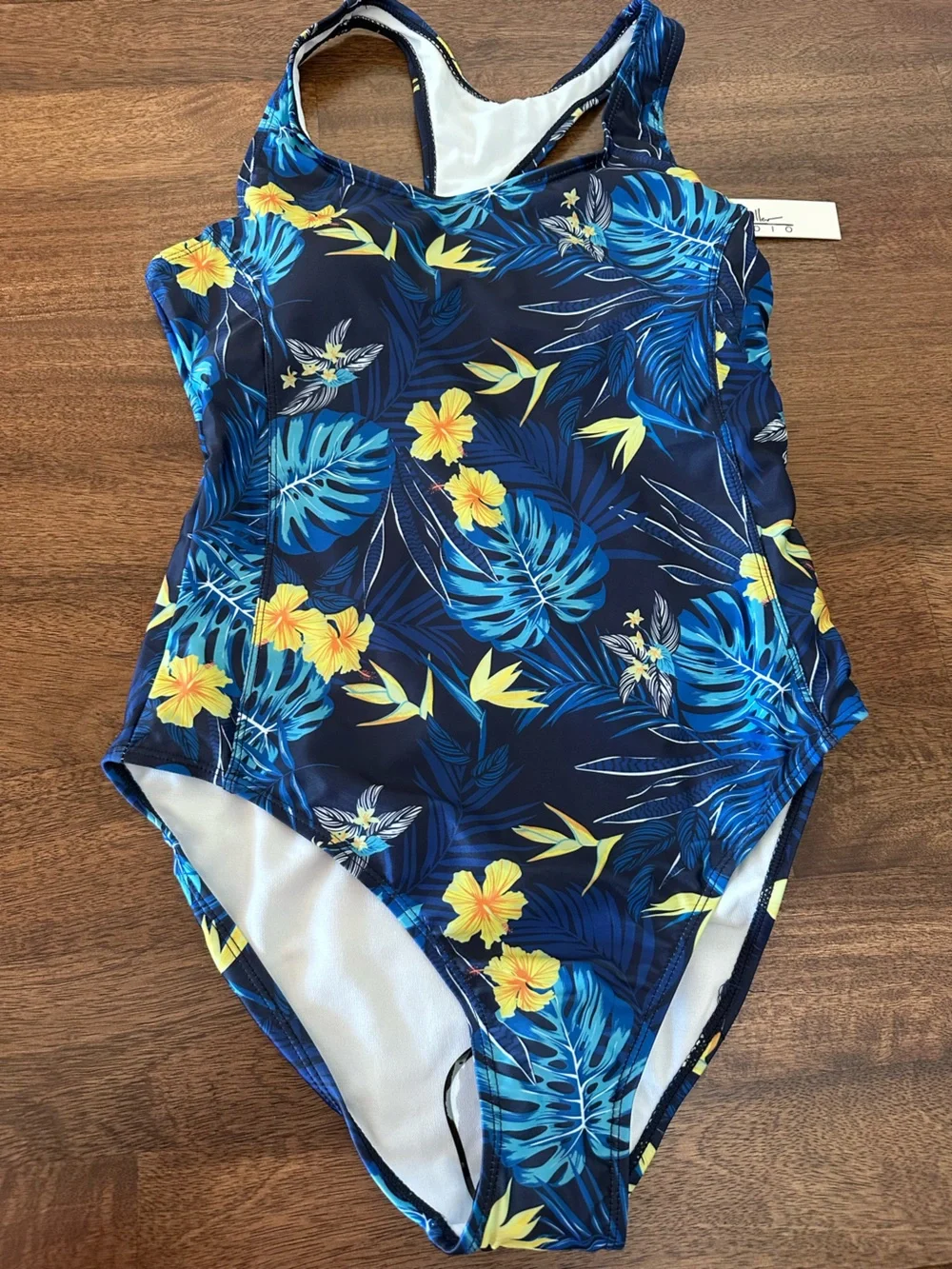 Nicole Miller Navy Floral One-Piece Swimsuit with Blue and Yellow Print